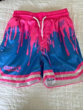 Kids Soldier Brand Pink & Blue Drip mesh Athletic Shorts